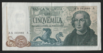 5000 LIRE COLOMBO 2° TIPO TRIPLA A 20/05/1971 BB+ - Numismatica_ita