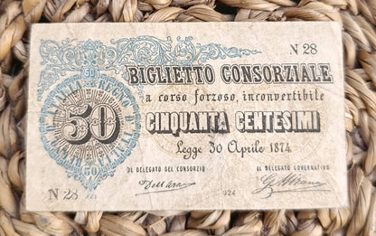50 CENTESIMI CONSORZIALE 30/04/1874 BB