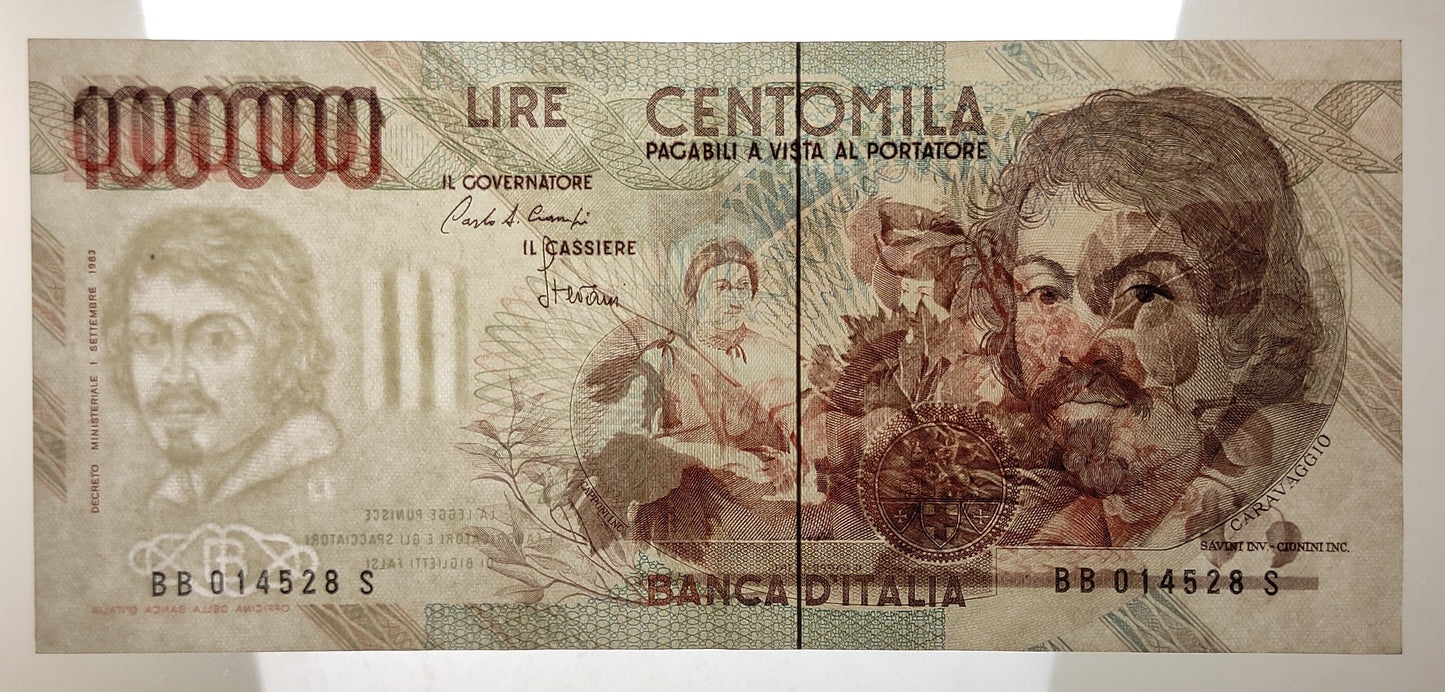 100000 LIRE CARAVAGGIO 1° TIPO LETTERA B 1985 SPL