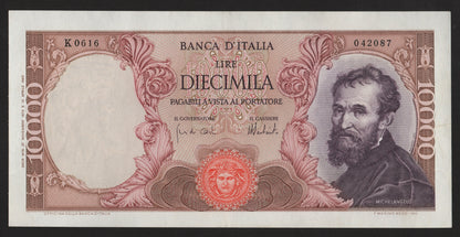 10000 LIRE MICHELANGELO 27/11/1973 SPL