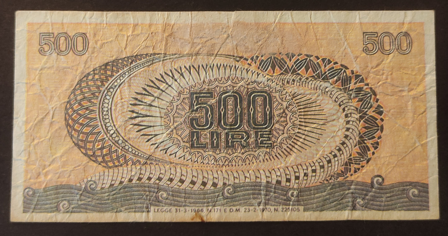 500 LIRE ARETUSA FALSO D'EPOCA 23/02/1970 qBB