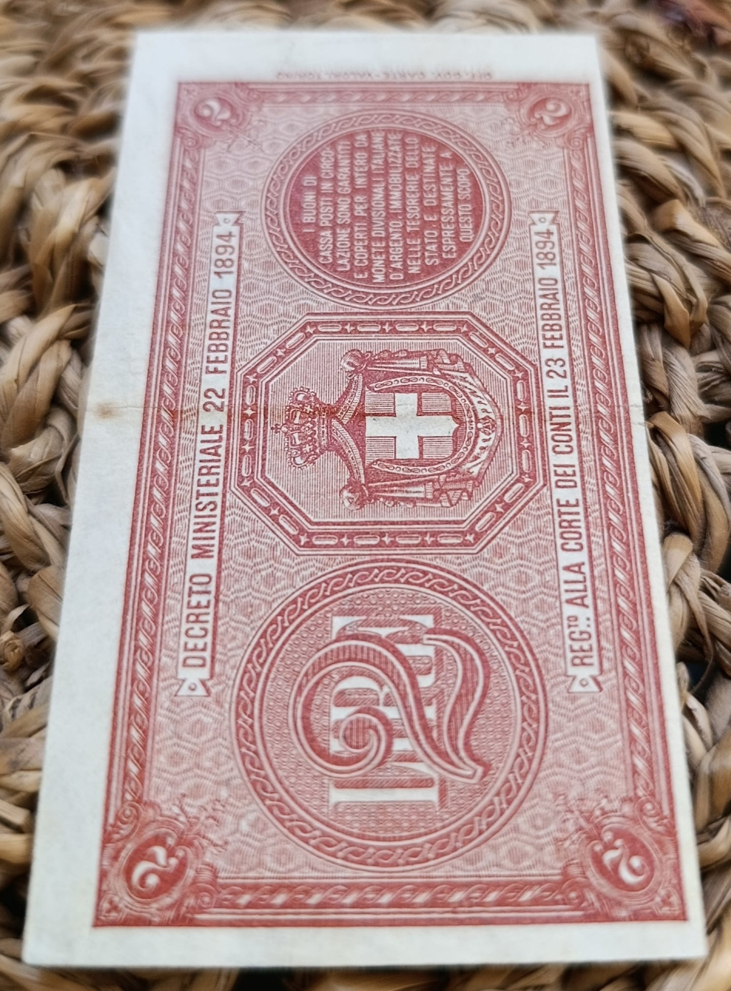 BUONO DI CASSA DA 2 LIRE UMBERTO I 15/02/1897 R3 SPL