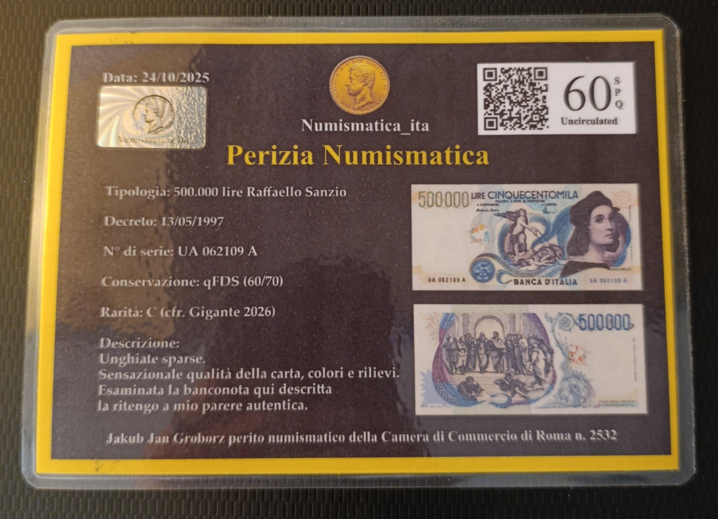 500000 LIRE RAFFAELLO SANZIO 13/05/1997 qFDS