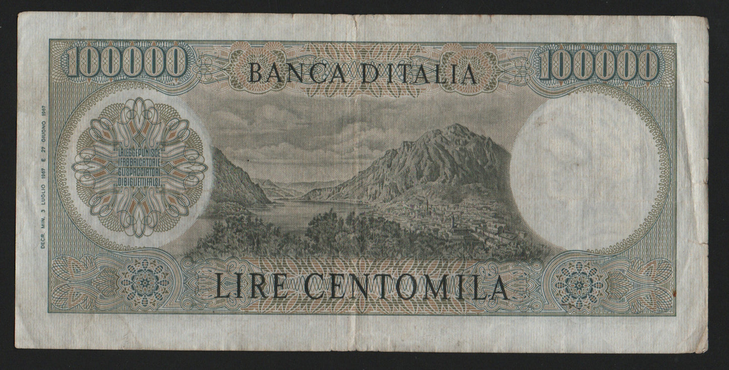 100000 LIRE ALESSANDRO MANZONI 03/07/1967 R2 BB - Numismatica_ita