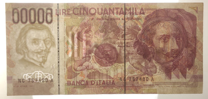 50000 LIRE BERNINI 2° TIPO LETTERA C 16/10/1995 BB+