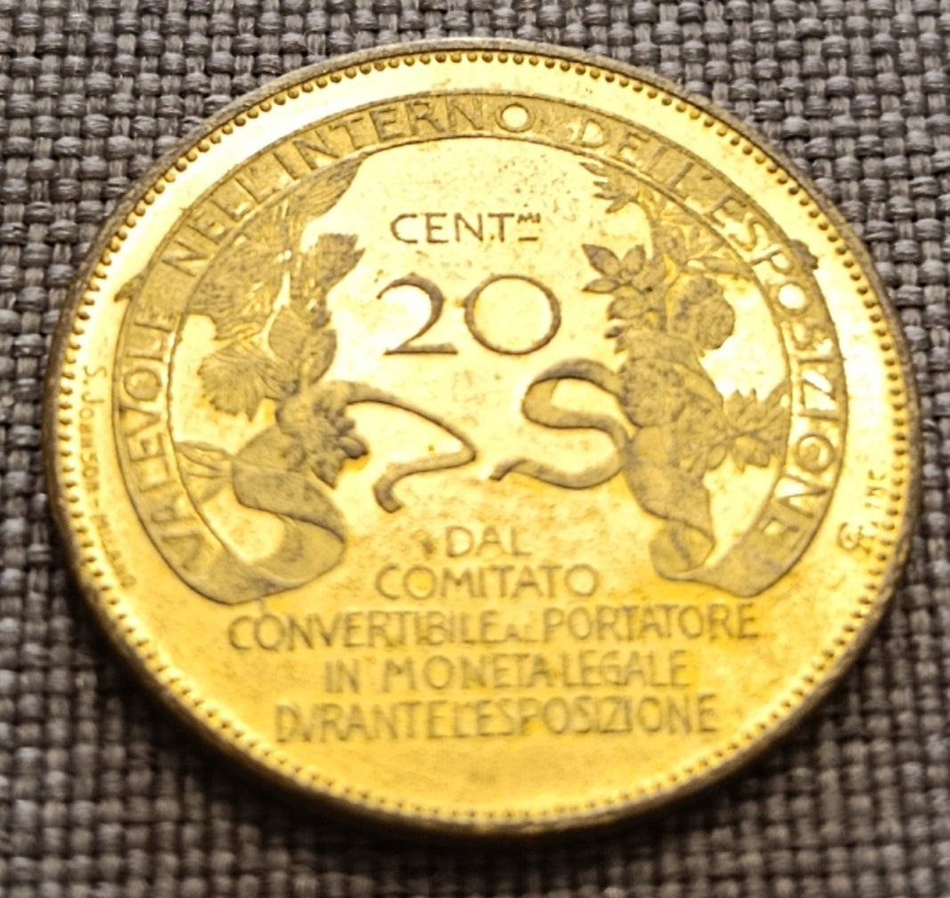 20 CENTESIMI 1906 BUONO ESPOSIZIONE FIERA DI MILANO VITTORIO EMANUELE III qFDC - Numismatica_ita