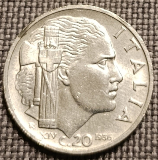 20 CENTESIMI IMPERO 1936 RARA MONETA REGNO D'ITALIA SPL