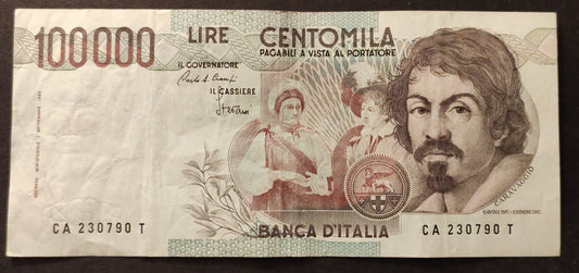 100000 LIRE CARAVAGGIO 1° TIPO LETTERA A 25/10/1983 BB