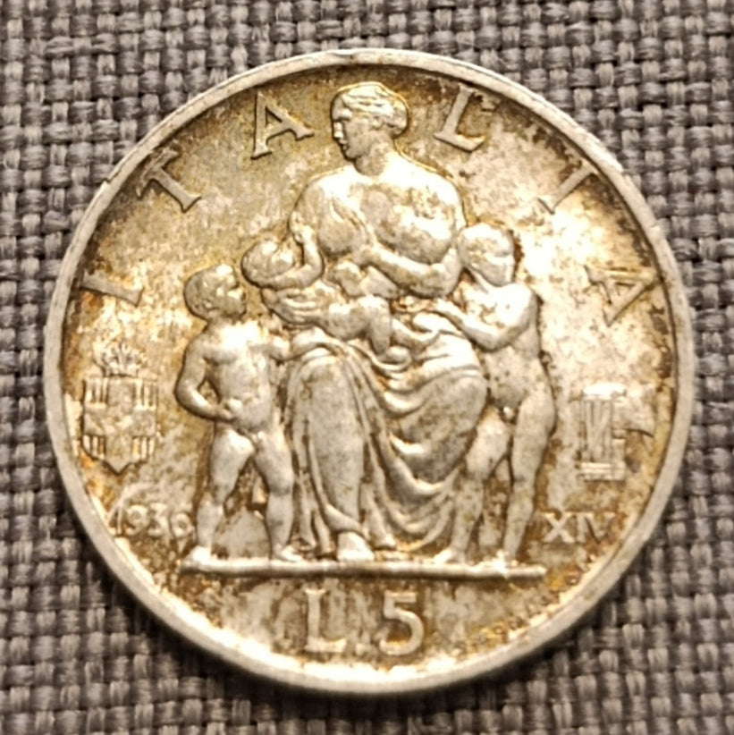 5 LIRE IMPERO 1936 FDC MONETA IN ARGENTO REGNO D'ITALIA - Numismatica_ita