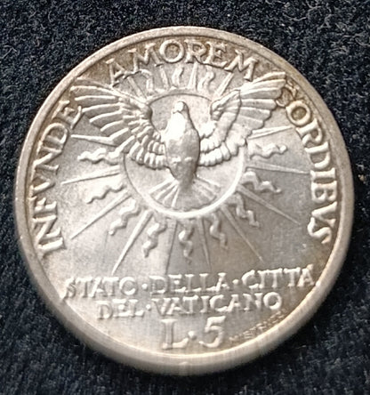 VATICANO SEDE VACANTE 5 LIRE 1939 ARGENTO FDC