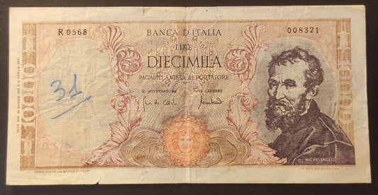 10000 LIRE MICHELANGELO FALSO D'EPOCA 20/05/1966 qBB