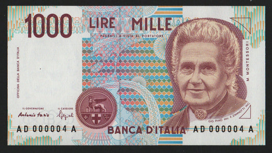 1000 LIRE MONTESSORI NUMERI PRIMI LETTERA D 1994 FDS