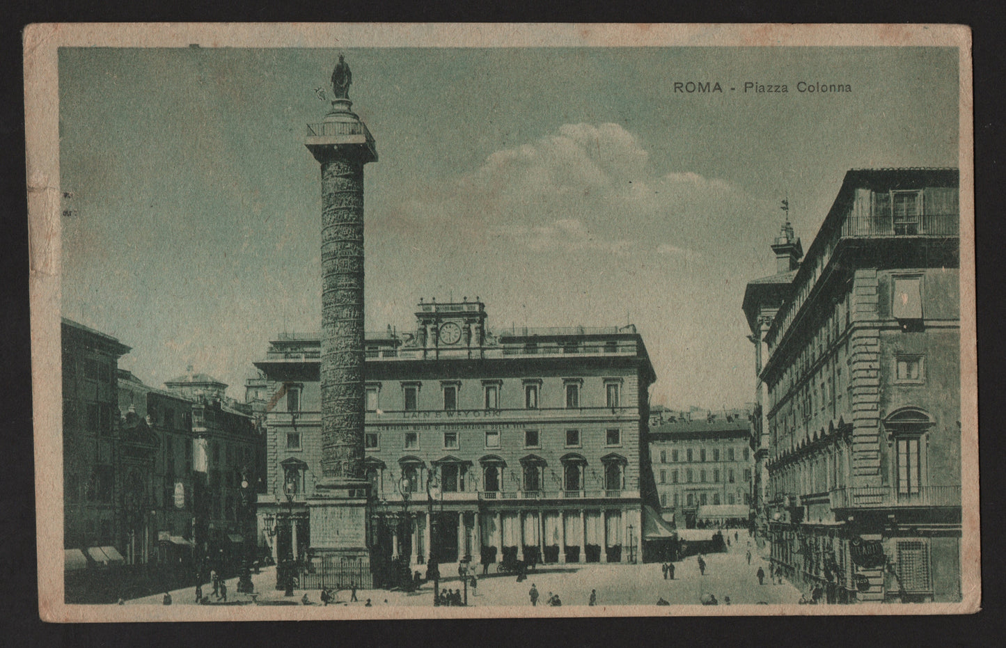 ANTICA CARTOLINA VIAGGIATA REGNO D'ITALIA DEL 1918 - ROMA PIAZZA COLONNA