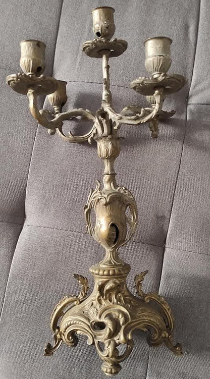 COPPIA DI CANDELABRI ANTICHI - ROCOCÒ IN OTTONE DORATO - DA COLLEZIONE