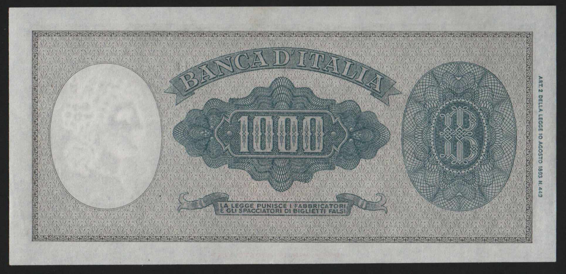 1000 LIRE ITALIA ORNATA DI PERLE MEDUSA 11/02/1949 SUP+ - Numismatica_ita