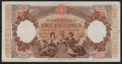 10000 LIRE REPUBBLICHE MARINARE REGINE DEL MARE 10/02/1949 qBB