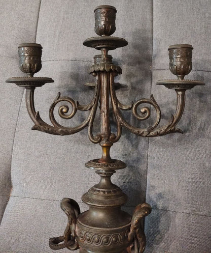 ANTICO CANDELABRO A 4 BRACCI FINE '800 - ART NOUVEAU - IN MARMO E BRONZO VINTAGE