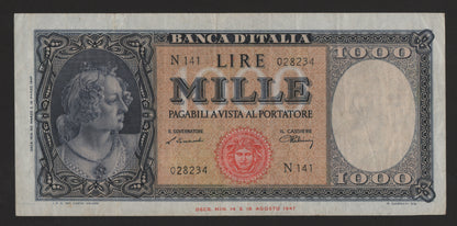 1000 LIRE ITALIA ORNATA DI PERLE (MEDUSA) 20/03/1947 BB